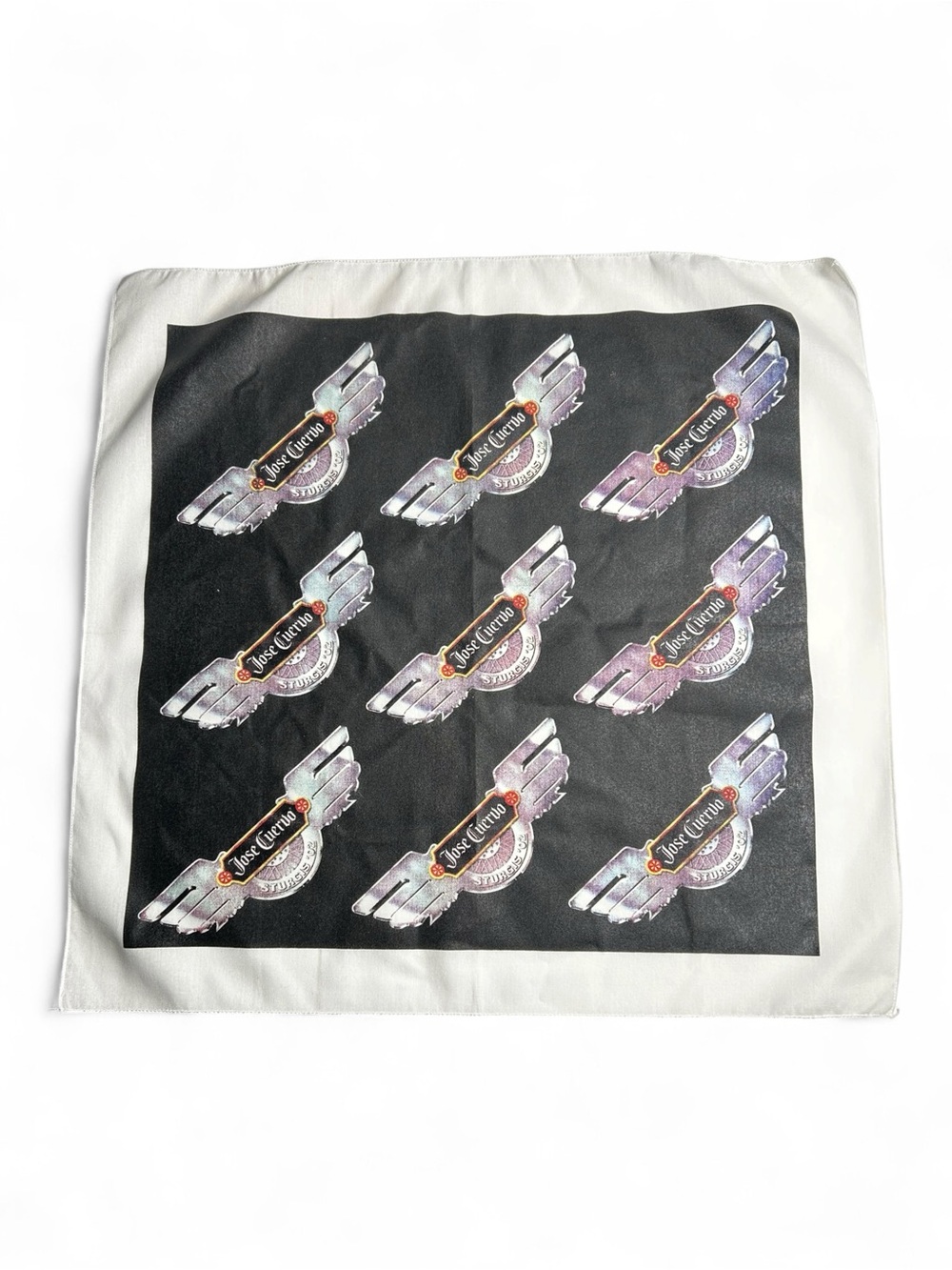 Vintage 2002 Jose Cuervo Sturgis Bandana Black White Motorcycle Biker 21x22